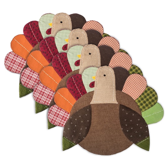 DII&#xAE; Embroidered Turkey Placemat Set